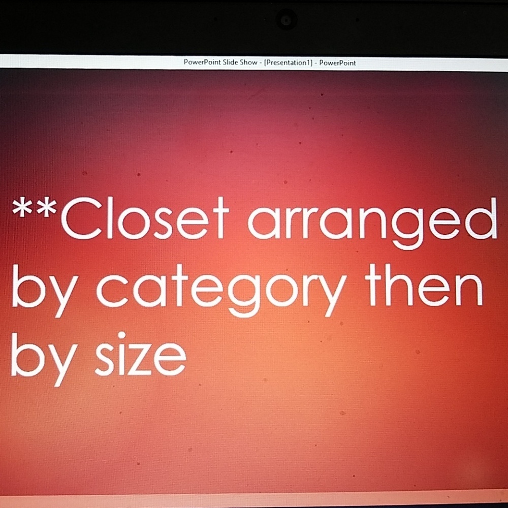 Closet arranged by category then size